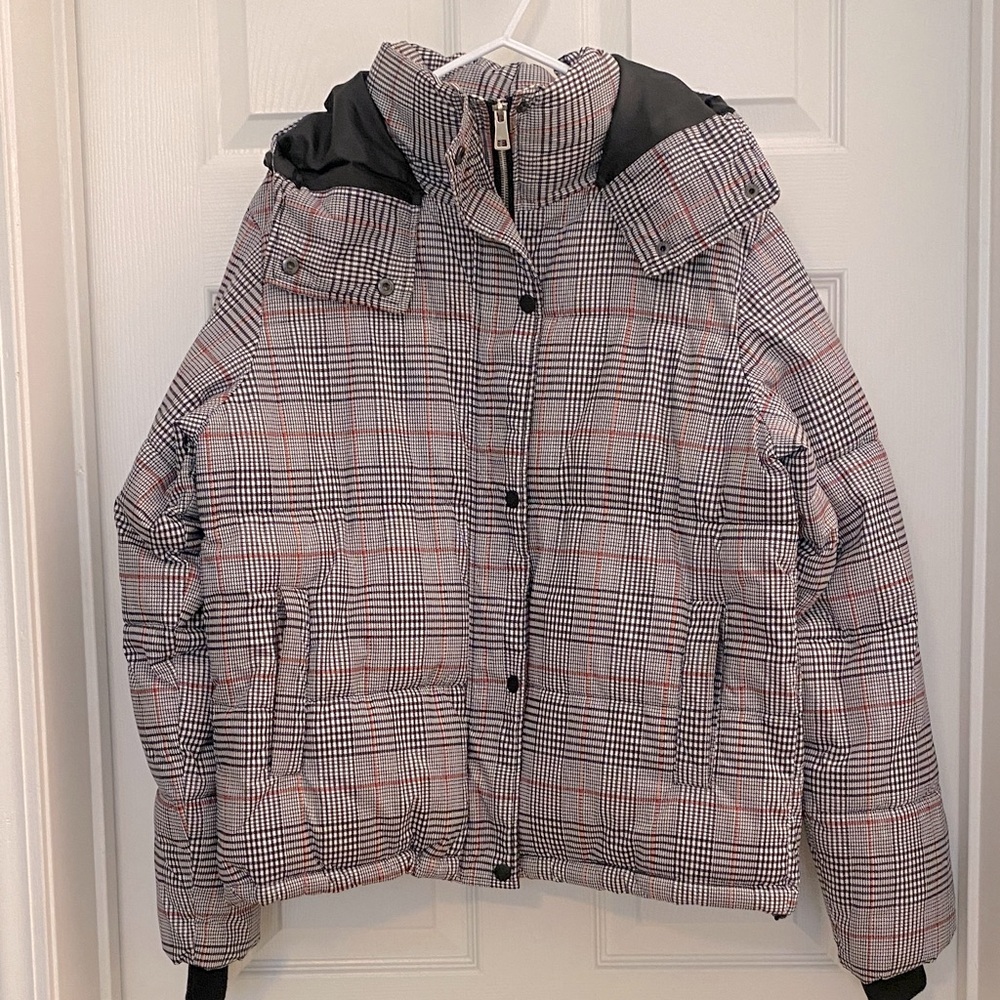 Plaid Puffer Jacket with Hood